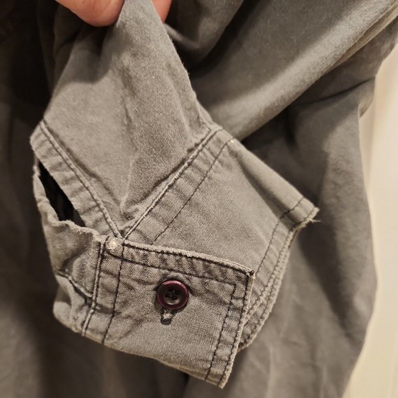 Vintage Bugle Boy Button Up Shirt Mens Large Gray Pocket Outdoor Casual Grunge - Picture 7 of 9